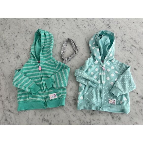 Carter's zipup hoodie jacket sweatshirt Bundle Terry Baby Girl sz 9 months - Picture 1 of 7